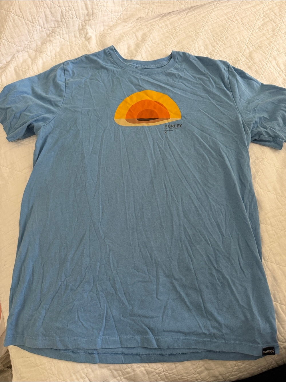 Hurley Light Blue Short-Sleeve Tee with Sunset Graphic